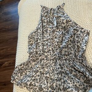 Old Navy Black and Cream Floral Blouse